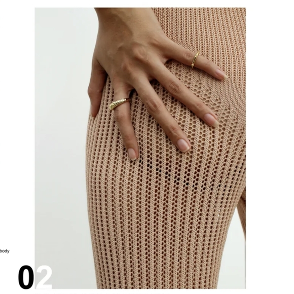 NWT Ruve Shop SET knit futuristic natural almond tan pant set XS - Picture 9 of 9